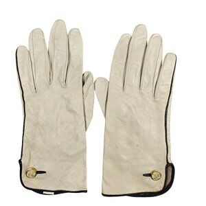 Vintage Aris Collectibles Women's Cream Leather Gloves Silk Lined Size 7